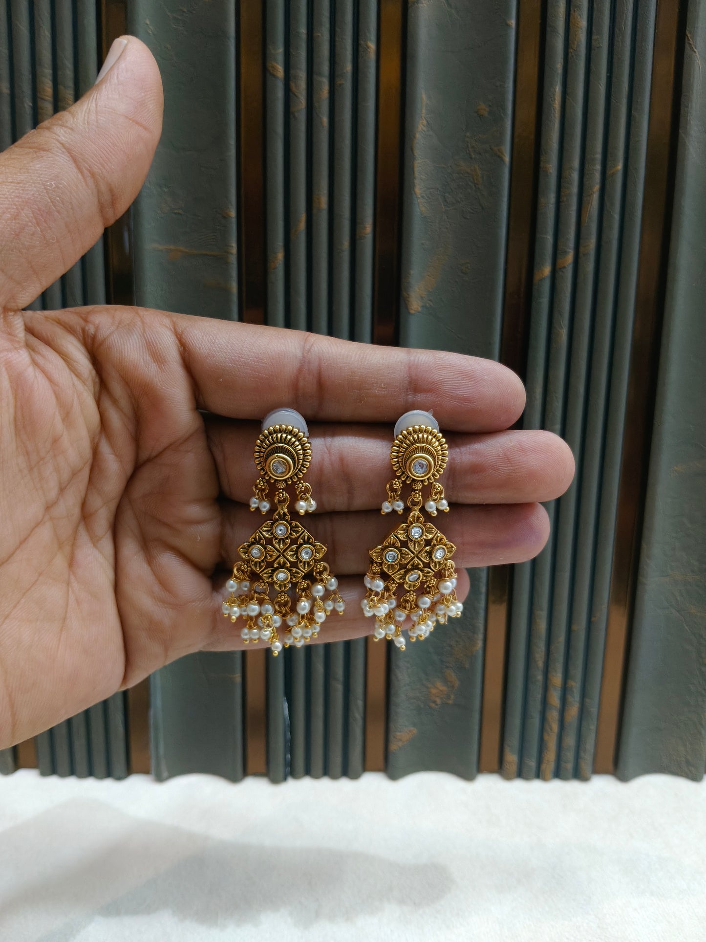 Gold Polki Niha Earrings
