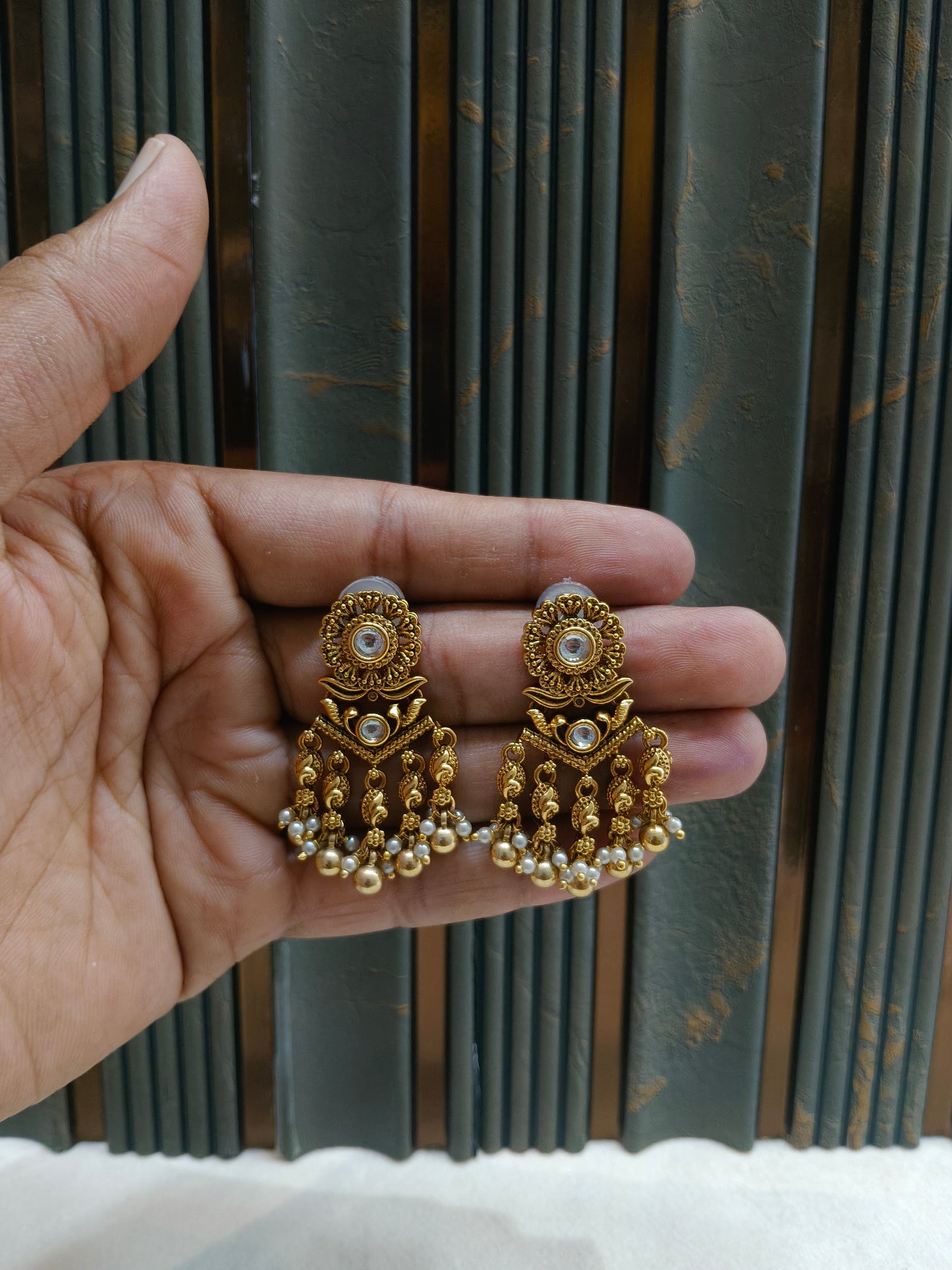 Gold Polki Niha Earrings