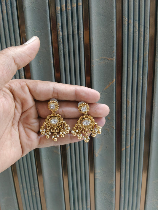 Gold Polki Niha Earrings