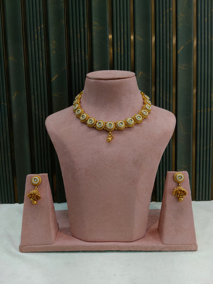 Gold Polki Necklace Jewellery Mansi Sets
