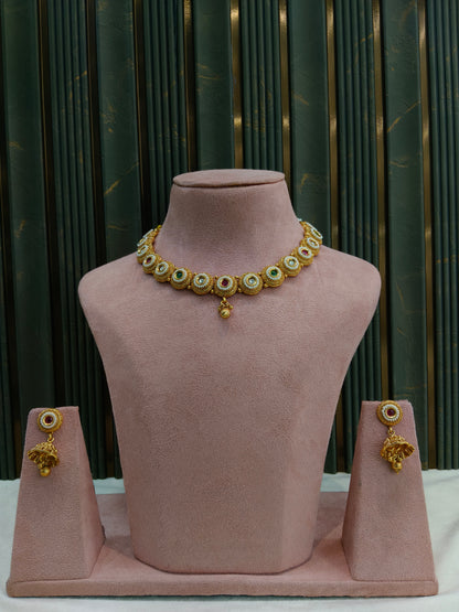Gold Polki Ruby Green Necklace Jewellery Mansi Sets