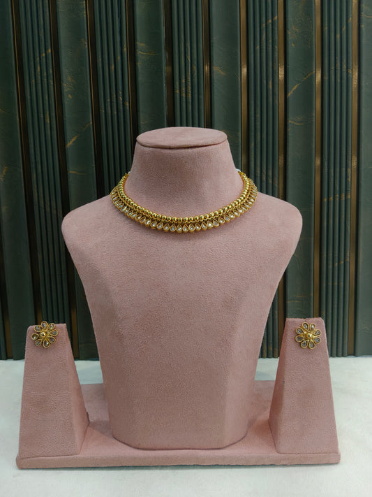 Gold Polki Necklace Jewellery Mansi Sets