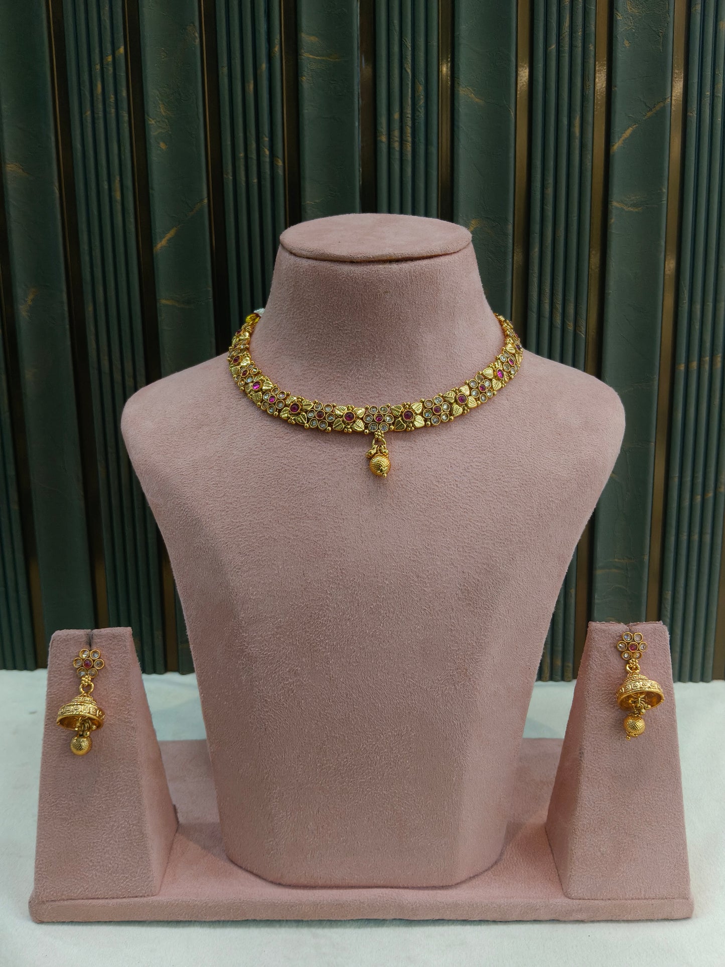 Gold Polki Ruby Necklace Jewellery Mansi Sets