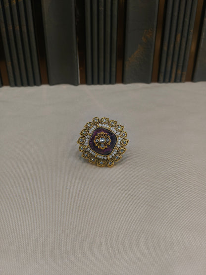 Kundan Adjustable Una Finger Rings