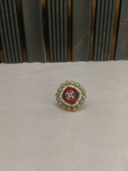 Kundan Adjustable Una Finger Rings