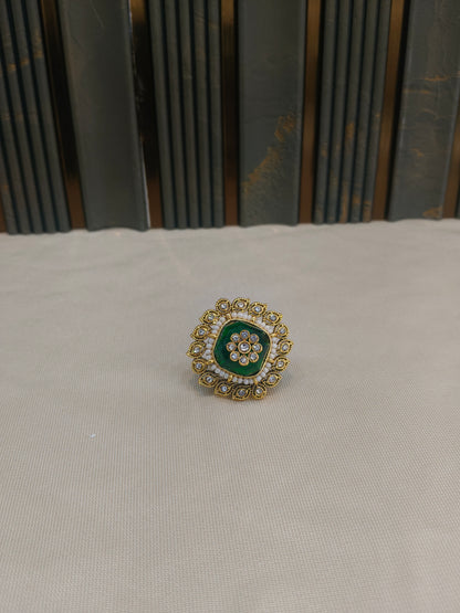 Kundan Adjustable Una Finger Rings