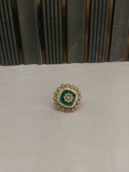 Kundan Adjustable Una Finger Rings