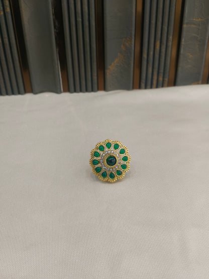 Kundan Adjustable Una Finger Rings
