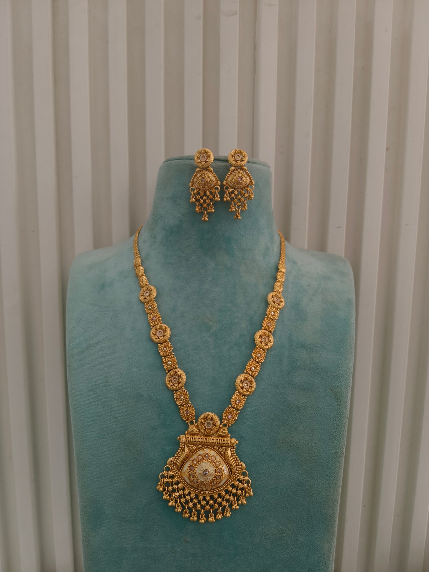 Gold Polki Long Rani Haar Necklace Anaya Jewellery Set