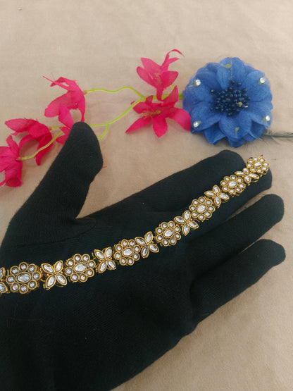Gold White Kundan Sheesh Phool Headpiece Matha Patti