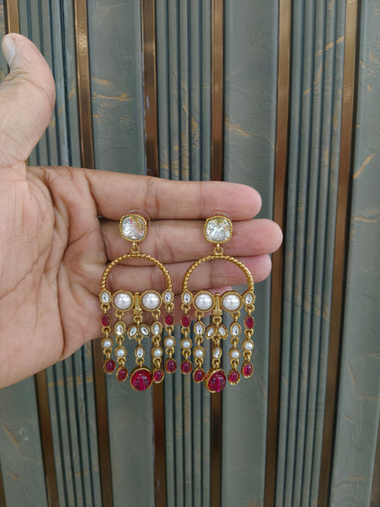 Antique Kundan Bollywood Vail Earrings