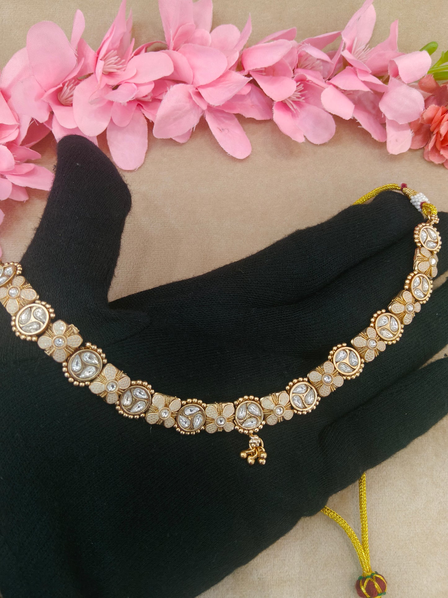 Gold Polki Necklace Jewellery Roma Set