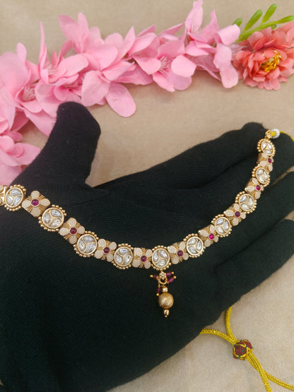 Gold Polki Ruby Necklace Jewellery Roma Set