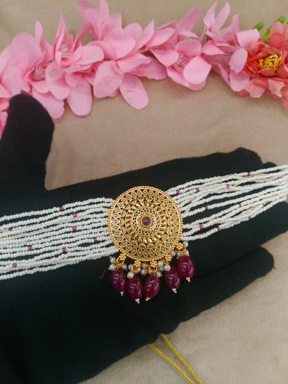 Gold Polki Ruby Choker Able Jewellery Polki Set