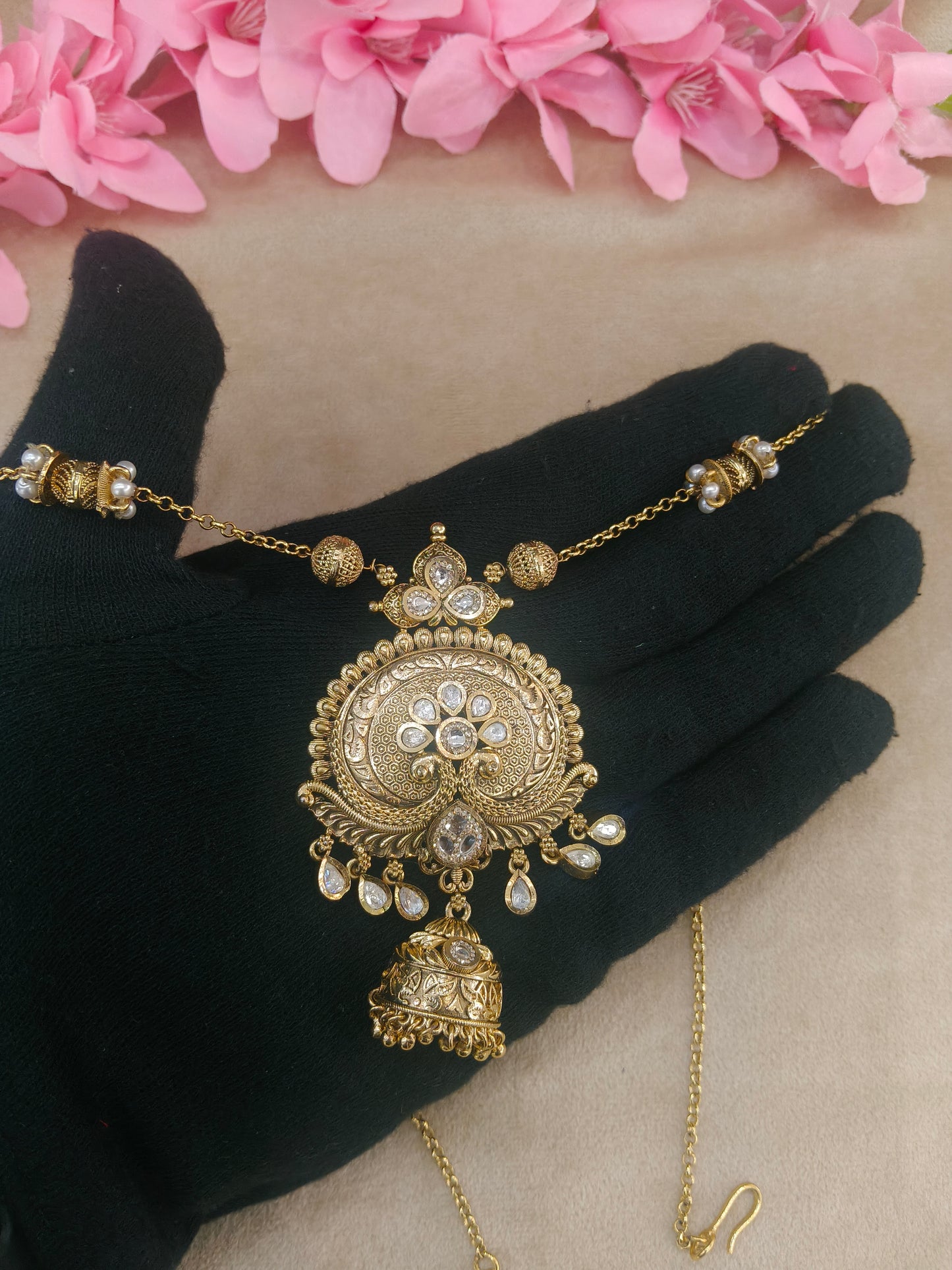 Antique Gold Long Necklace Jewellery Rutvi Set