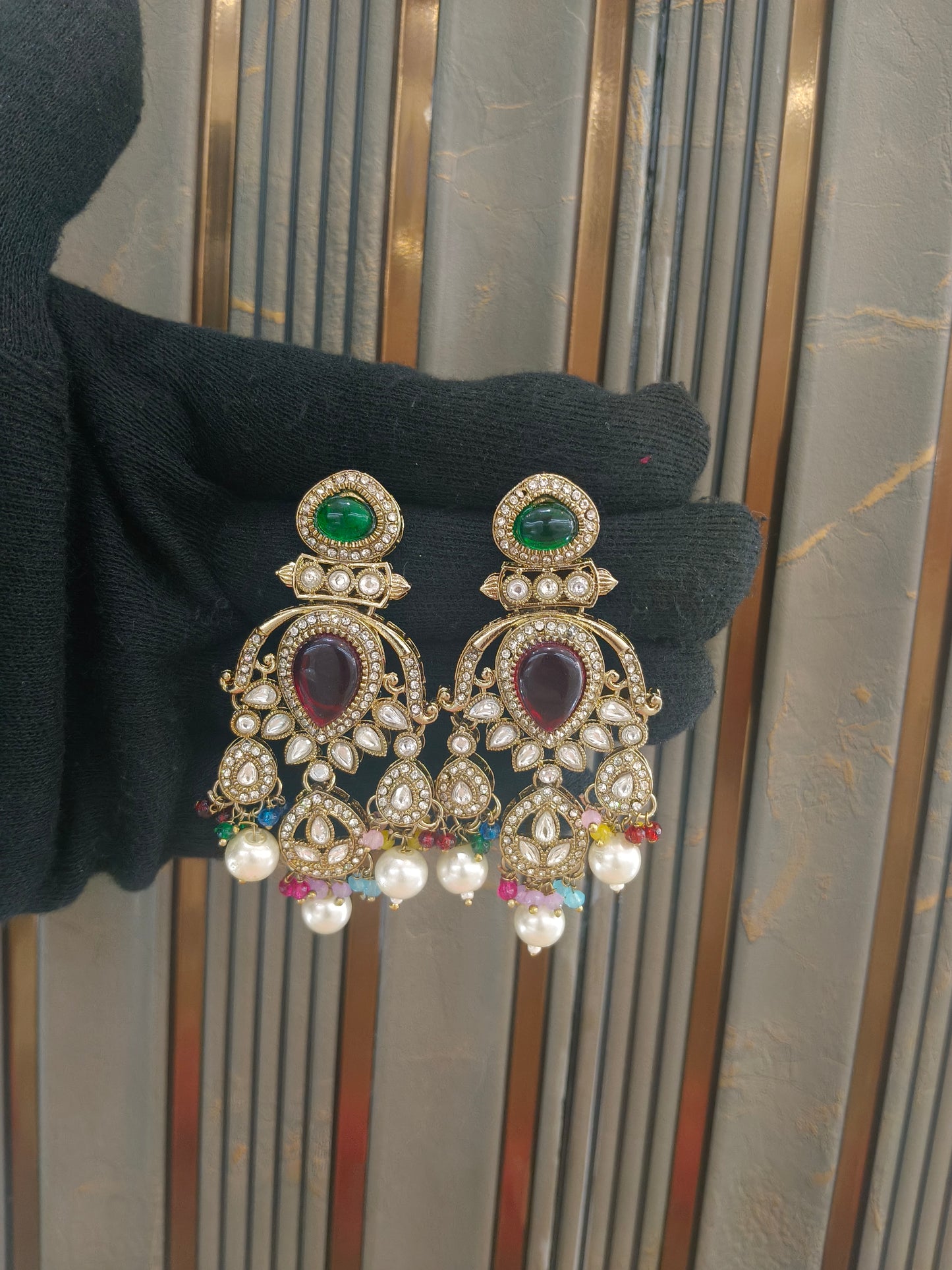 Antique Kundan Bollywood Kanif Earrings