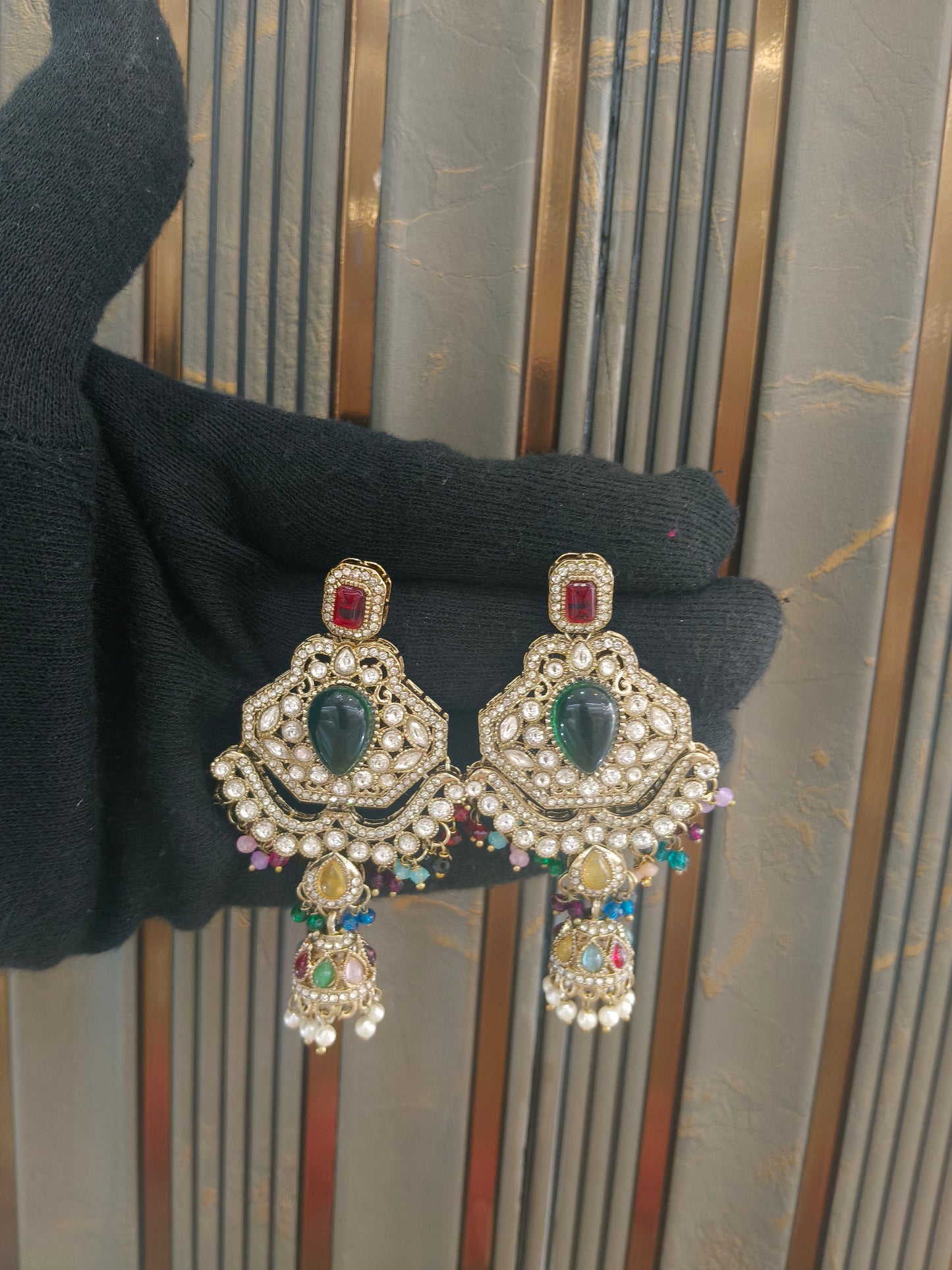 Antique Kundan Bollywood Kanif Earrings