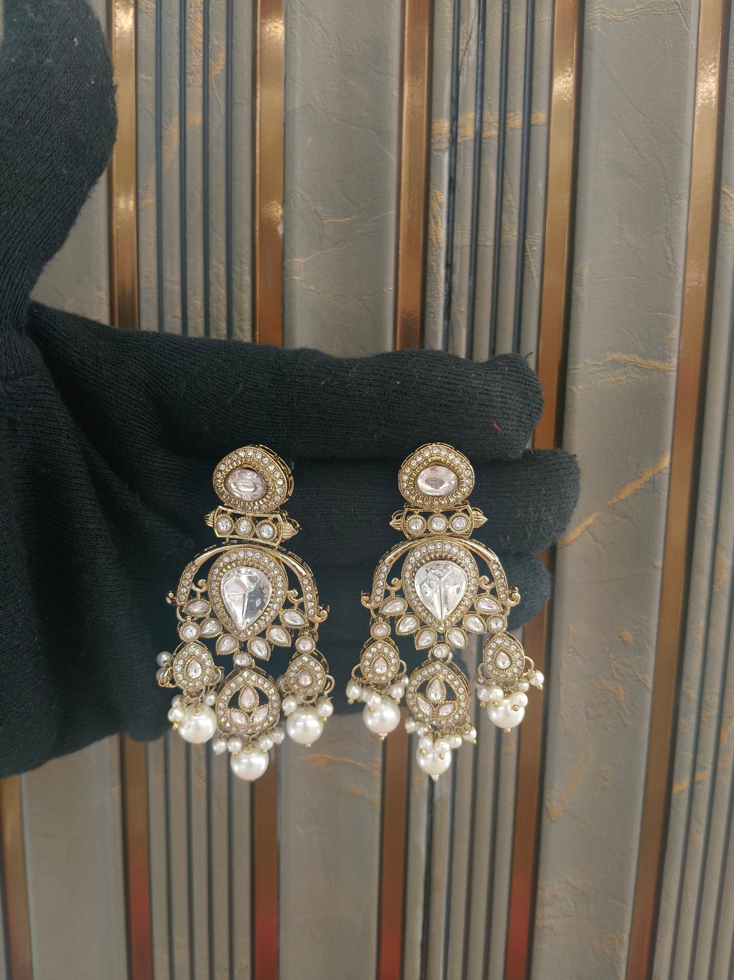 Antique Kundan Bollywood Kanif Earrings