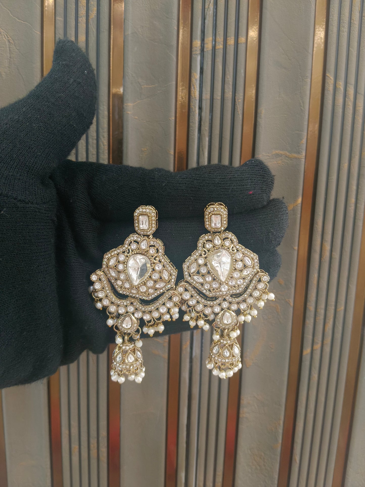 Antique Kundan Bollywood Kanif Earrings