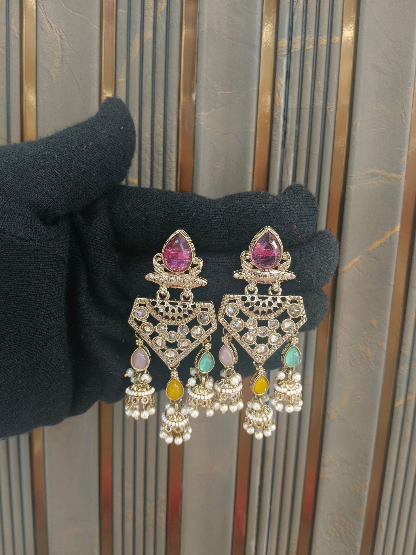 Antique Kundan Bollywood Kanif Earrings