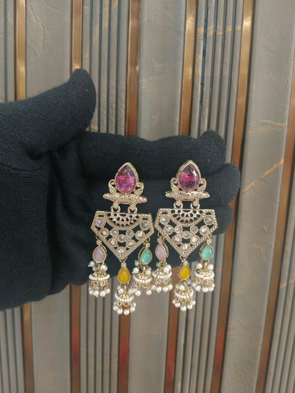 Antique Kundan Bollywood Kanif Earrings