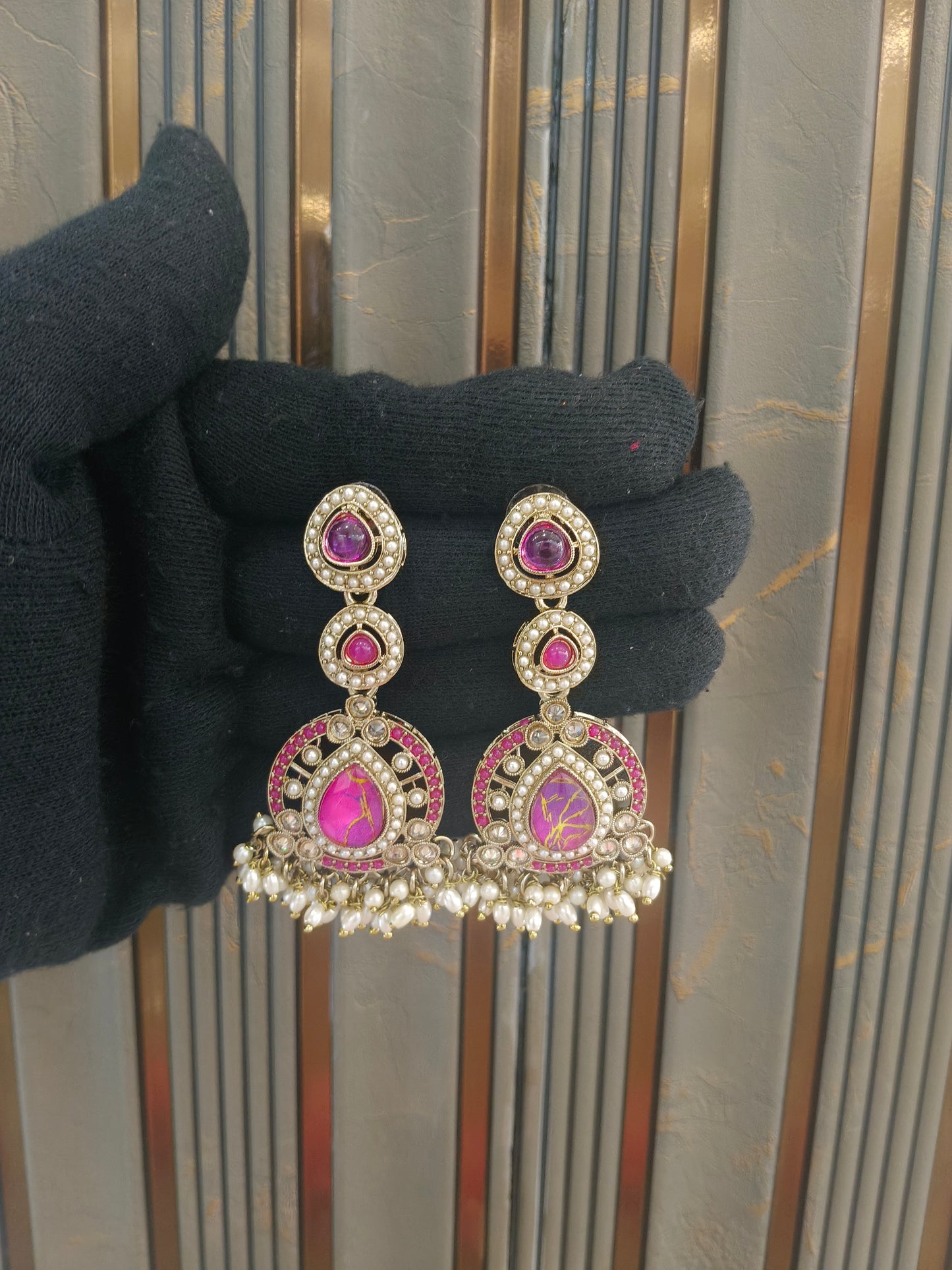 Antique Kundan Bollywood Kanif Earrings