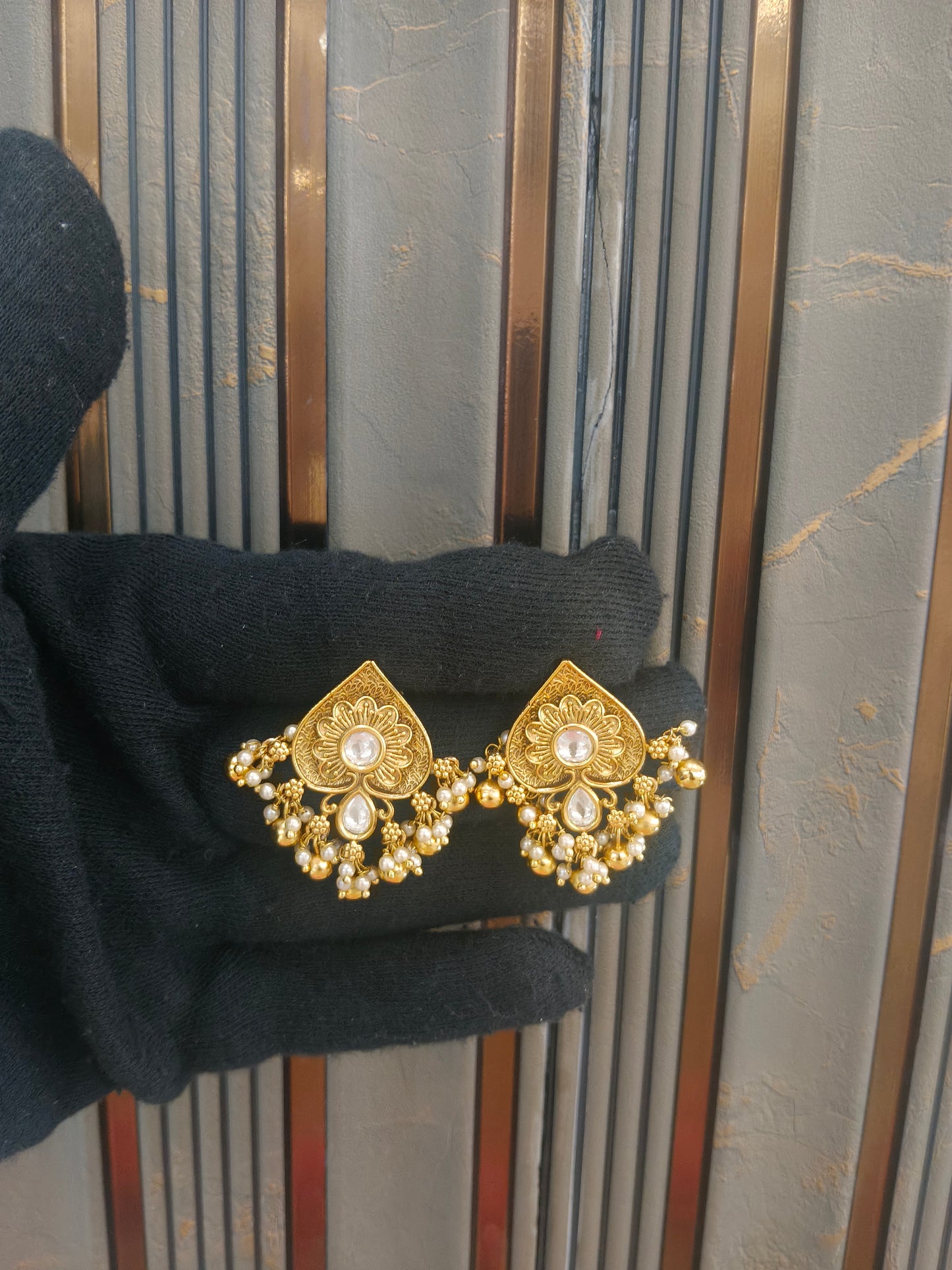 Gold Polki Yaad Earrings