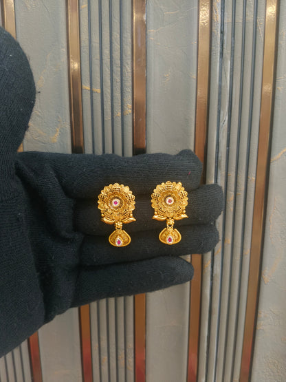 Gold Polki Ruby Yaad Earrings