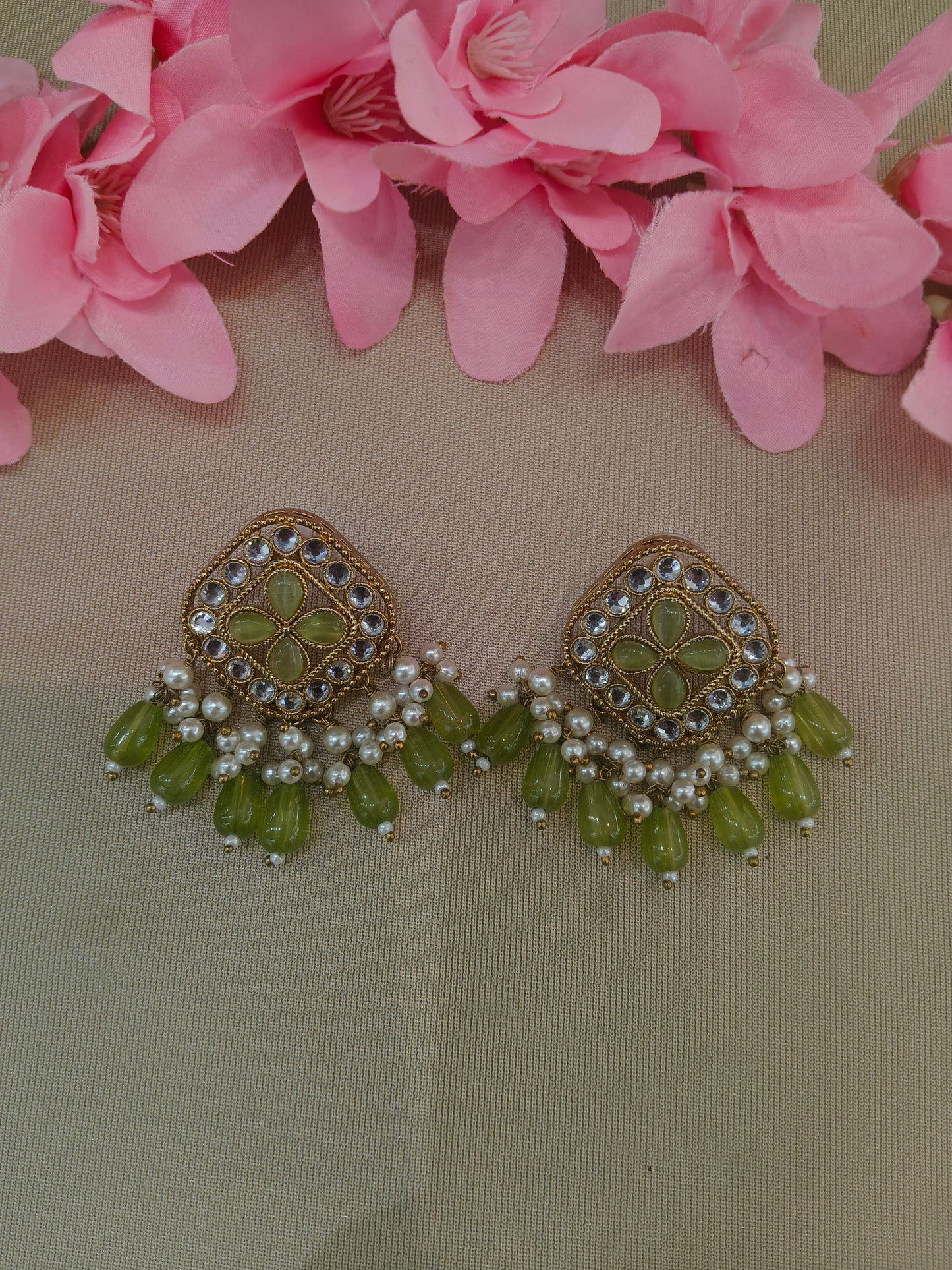 Antique Kundan Bollywood  Beli Earrings