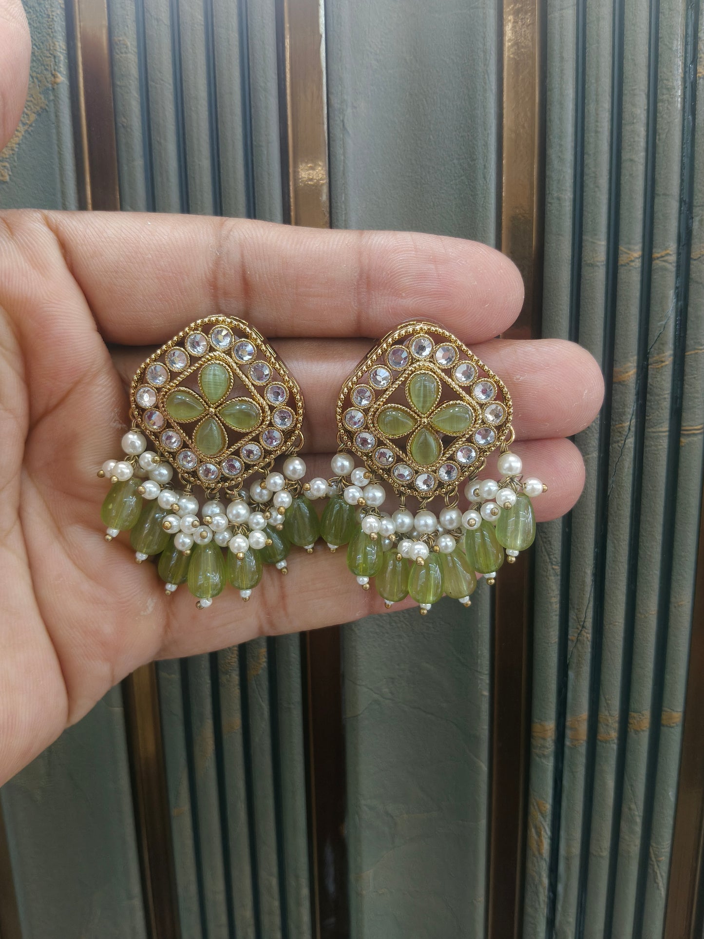 Antique Kundan Bollywood  Beli Earrings