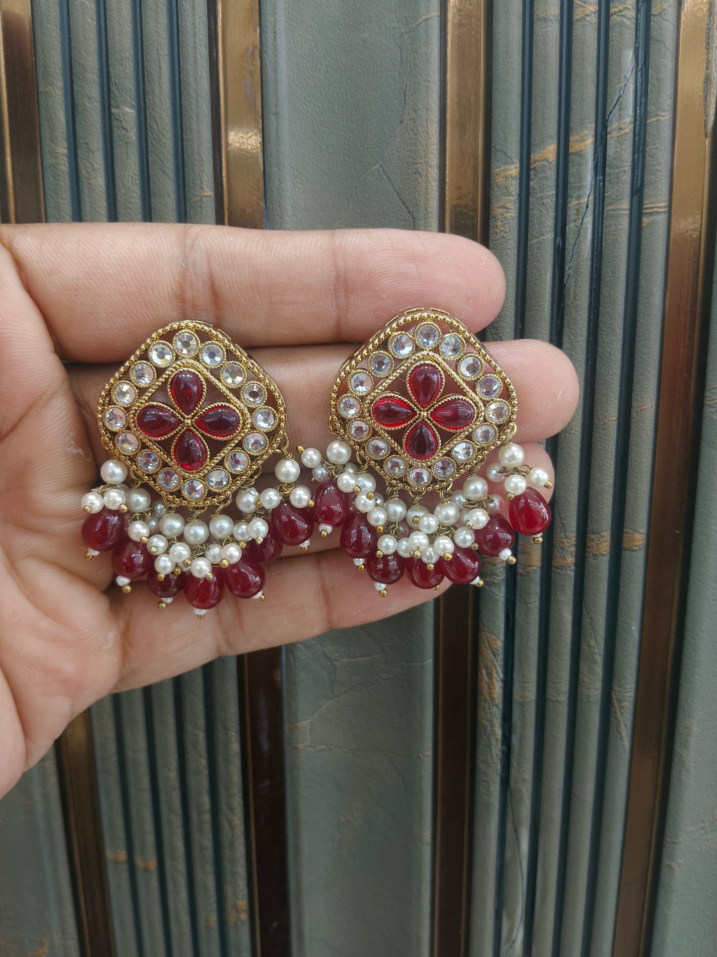 Antique Kundan Bollywood  Beli Earrings