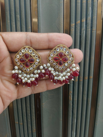 Antique Kundan Bollywood  Beli Earrings