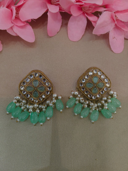 Antique Kundan Bollywood  Beli Earrings