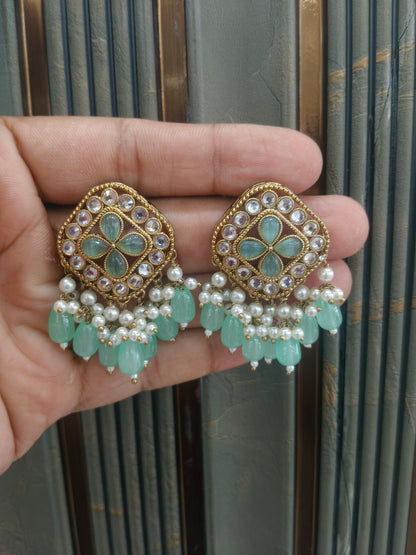Antique Kundan Bollywood  Beli Earrings
