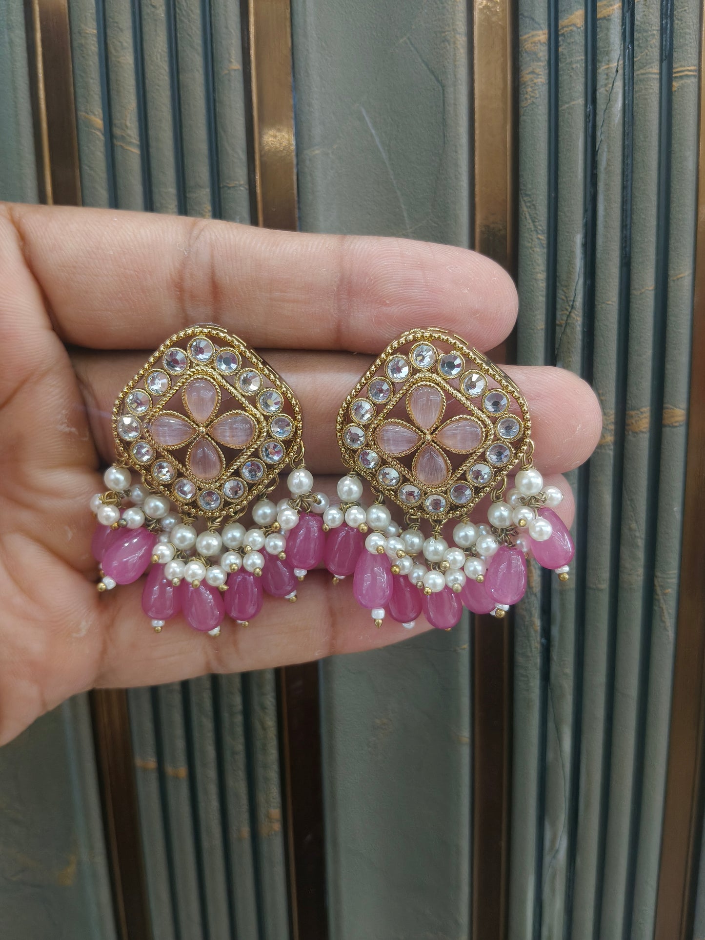 Antique Kundan Bollywood  Beli Earrings