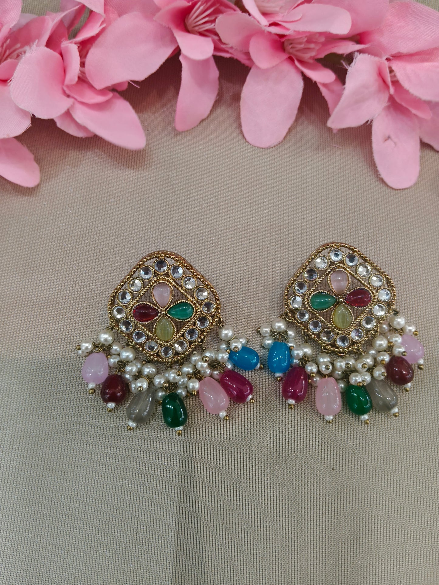 Antique Kundan Bollywood  Beli Earrings