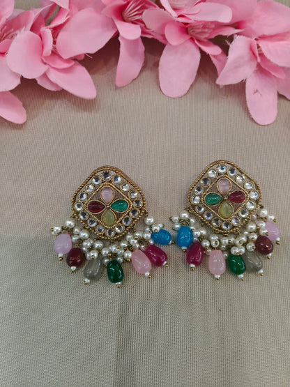 Antique Kundan Bollywood  Beli Earrings