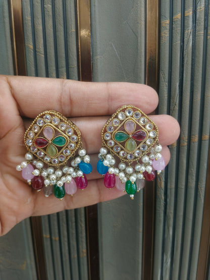 Antique Kundan Bollywood  Beli Earrings