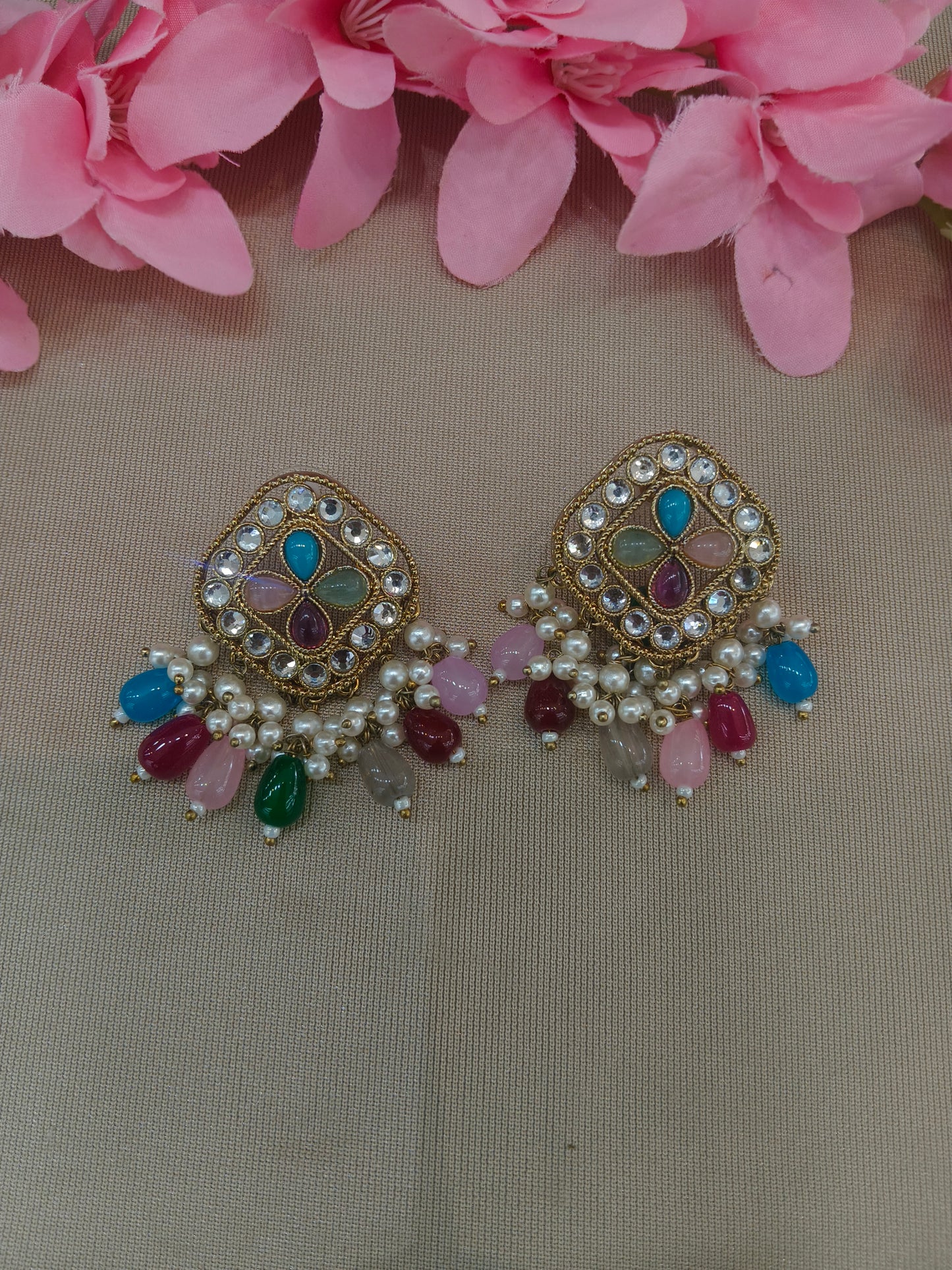Antique Kundan Bollywood  Beli Earrings