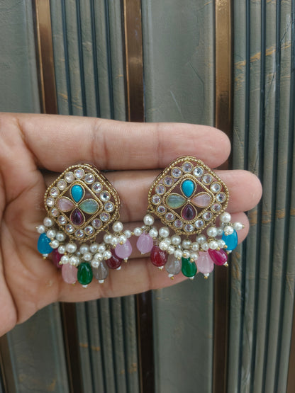 Antique Kundan Bollywood  Beli Earrings