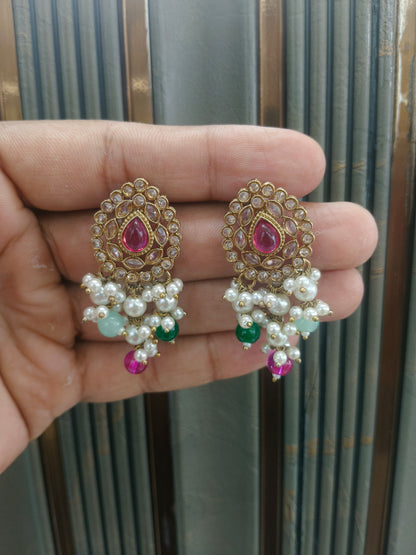 Antique Kundan Bollywood  Soti Earrings
