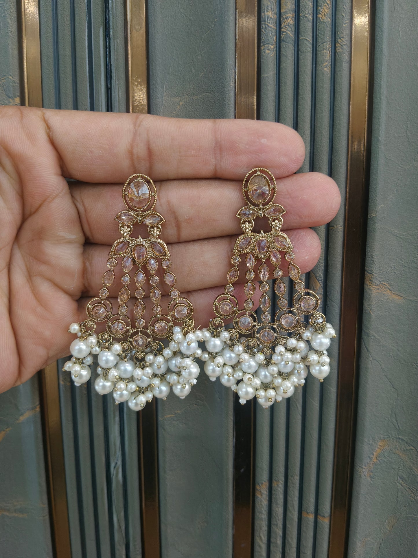 Antique Gold Bollywood Teji  Earrings