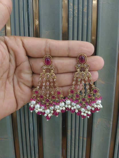 Antique Gold Bollywood Teji  Earrings