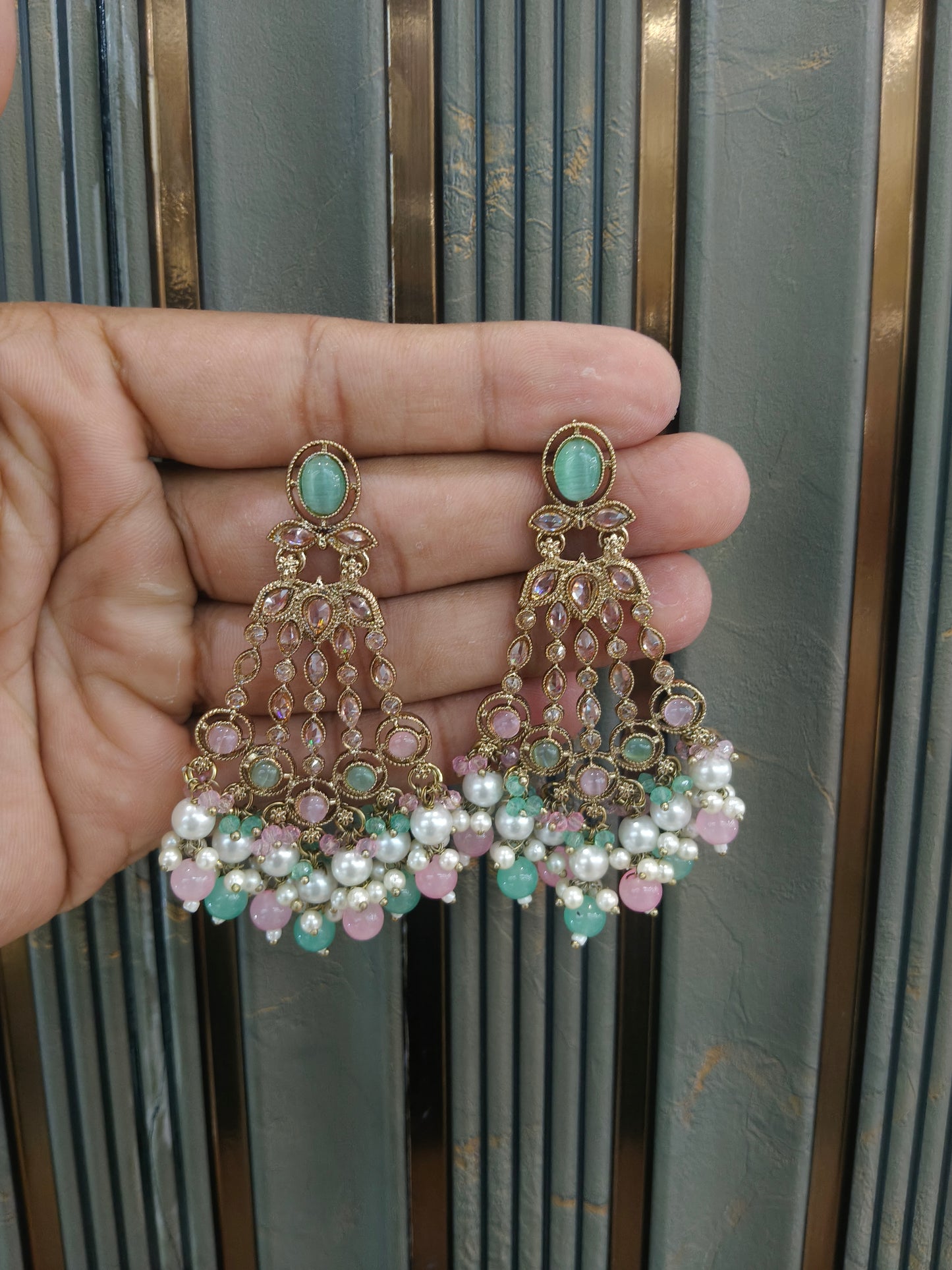 Antique Gold Bollywood Teji  Earrings