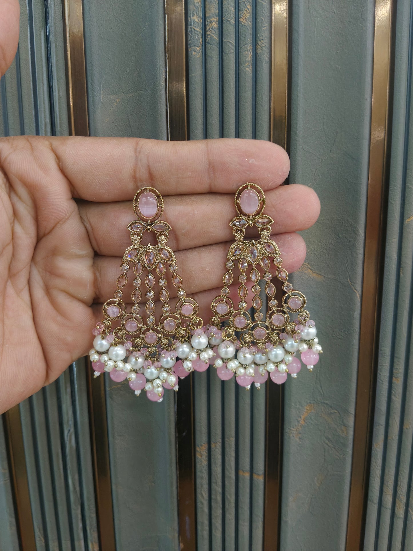 Antique Gold Bollywood Teji  Earrings