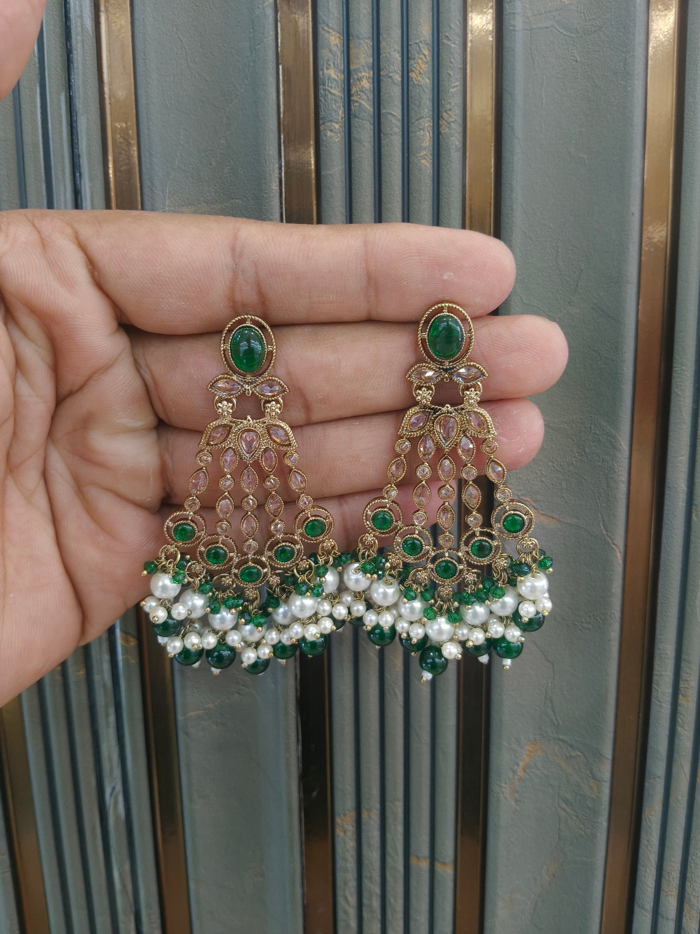 Antique Gold Bollywood Teji  Earrings