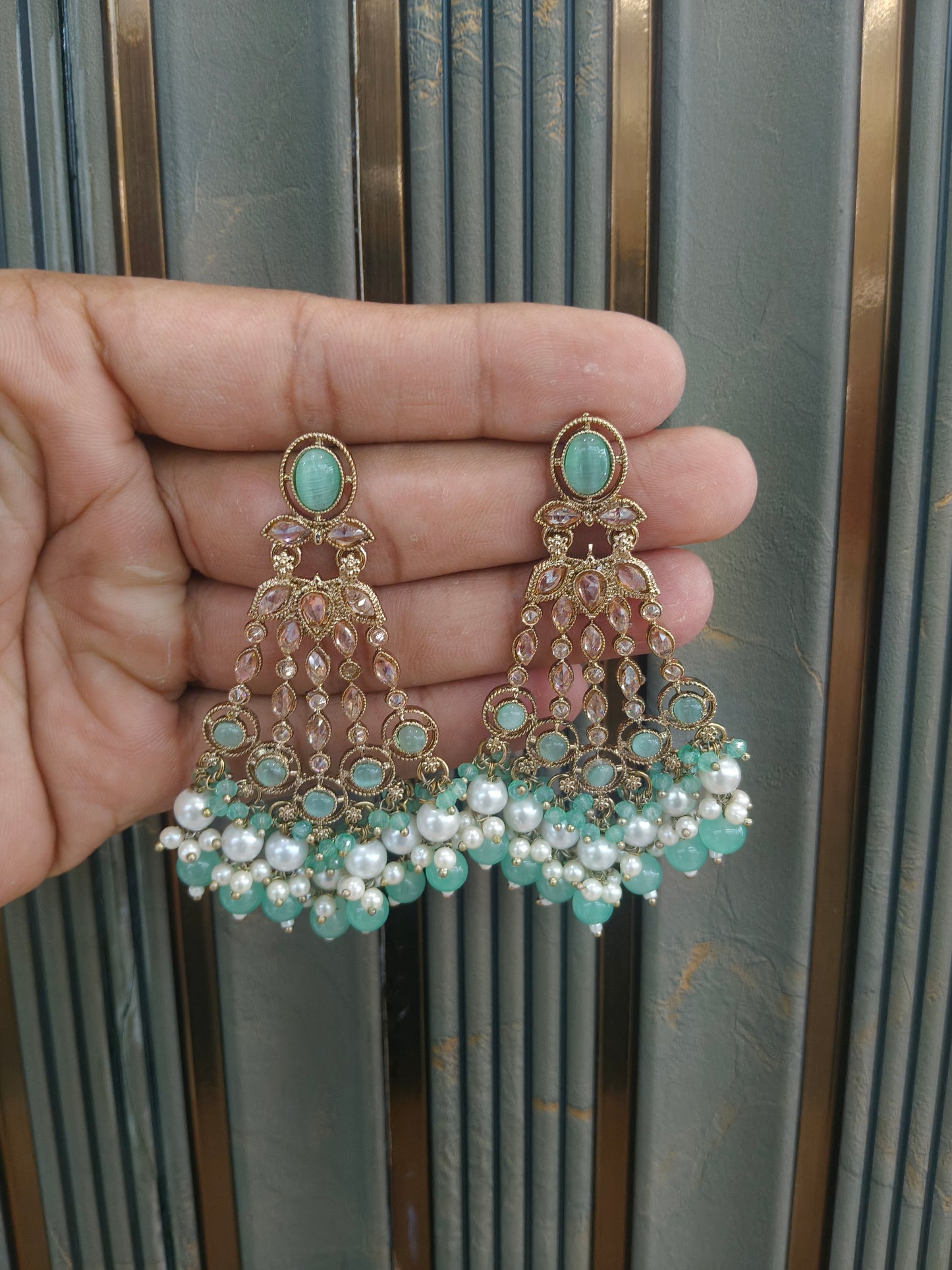 Antique Gold Bollywood Teji  Earrings