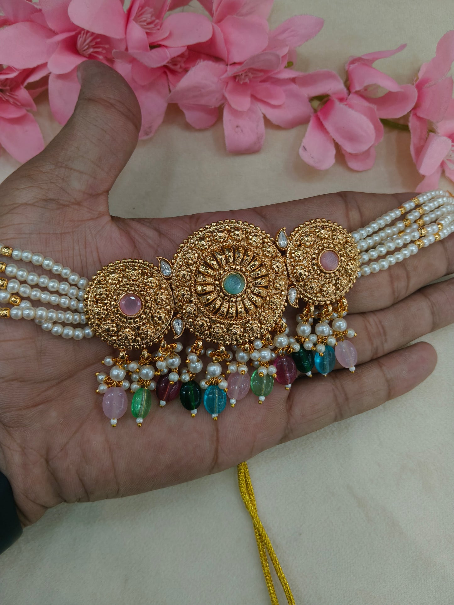 Gold Polki Necklace Jewellery Sonia Set