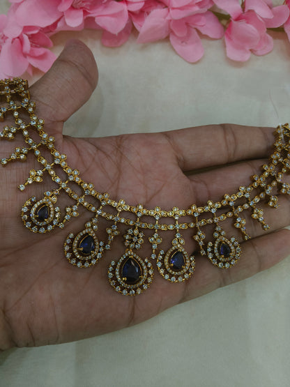 Antique Gold Purple  Cz Necklace Jewellery Pvita Set