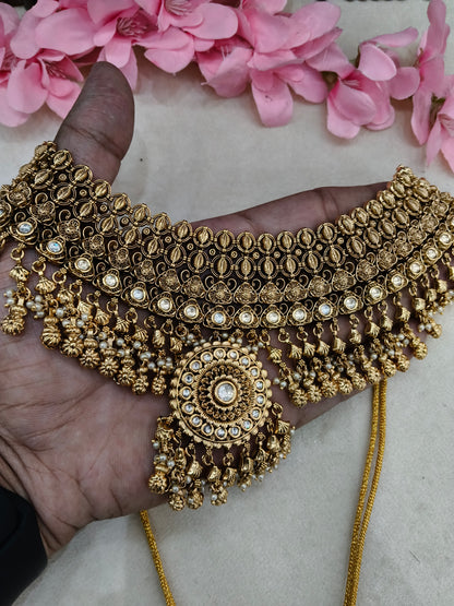 Gold Polki Kundan Bridal Necklace Kang Set